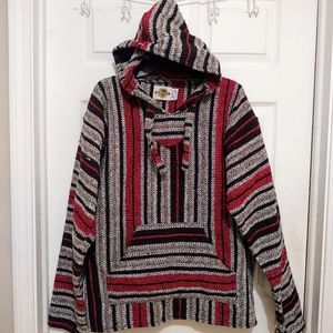 Earth Ragz Baja Pullover Hoodie Gray Red Blk Sz XL